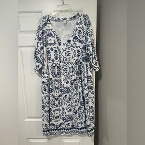 Floral Blue and White Dress